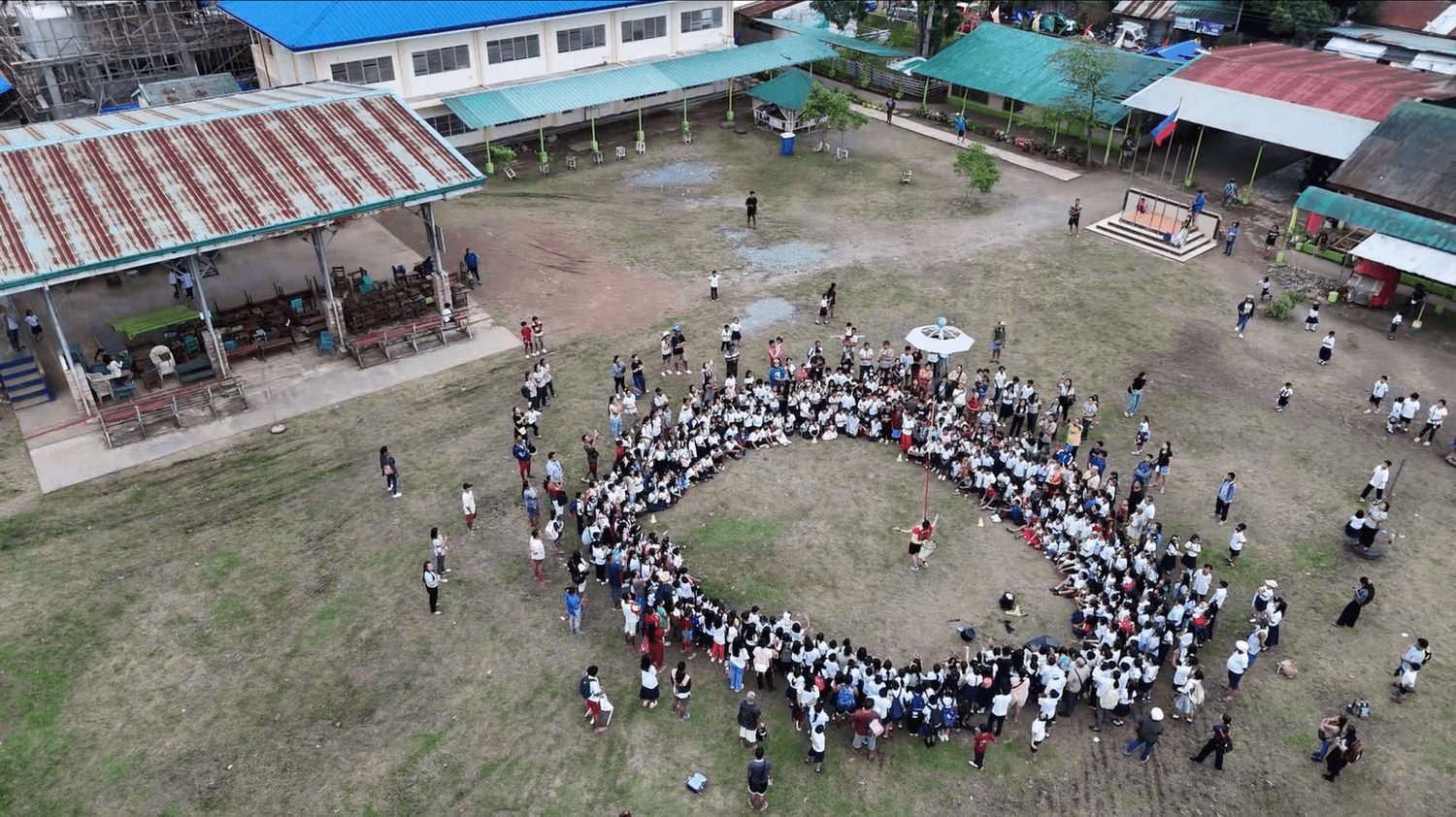 A school gathering seen from above
